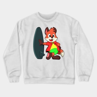 Fox as Surfer with Surfboard Crewneck Sweatshirt